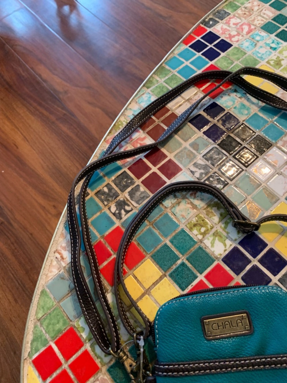 Chala Teal Convertible Crossbody with Flower Charm - Picture 7 of 11